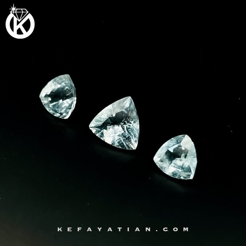 آکوامارین مثلث تراش Facet وزن 4.465ct